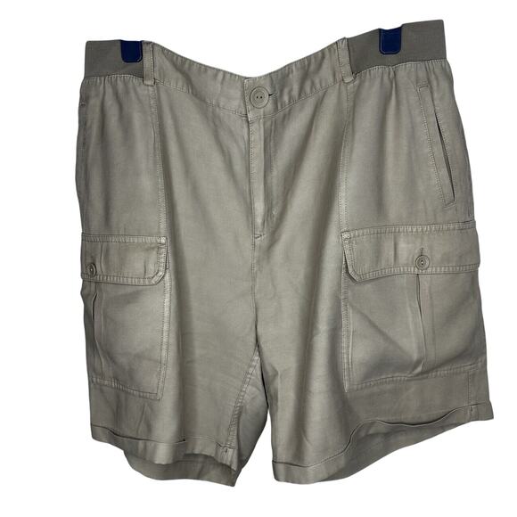Soft Surroundings Cargo Shorts Taupe Khaki Tan Weightless Blend Cuffed 1x - Picture 1 of 12